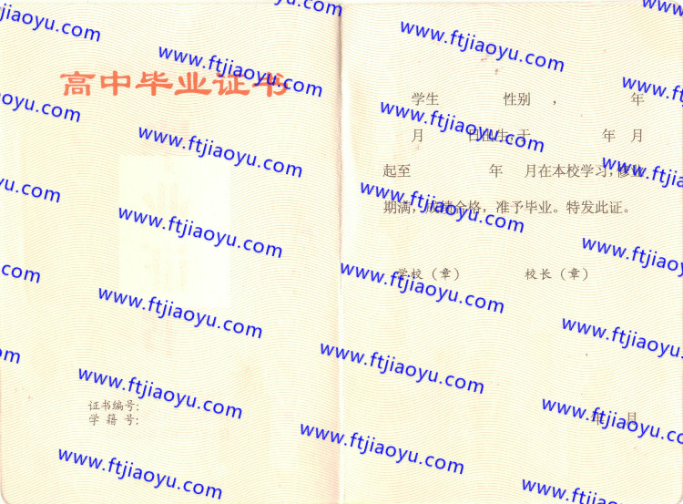 上海市高中毕业证样本