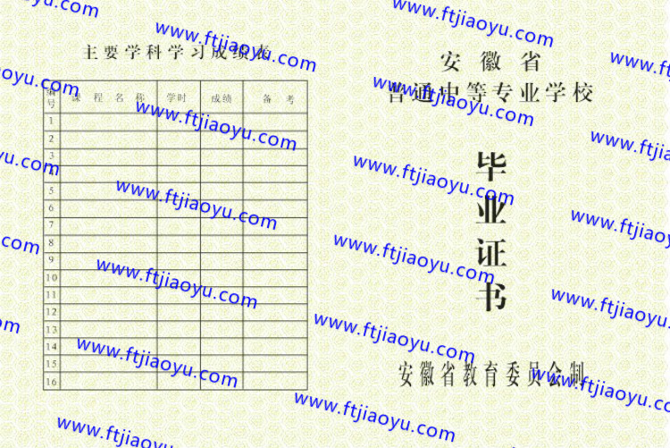 安徽省中专毕业证样本