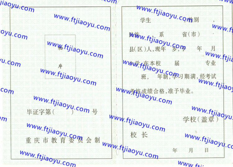 重庆市中专毕业证样本