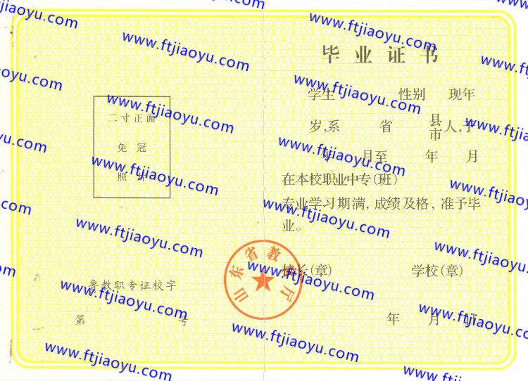 山东省中专毕业证样本