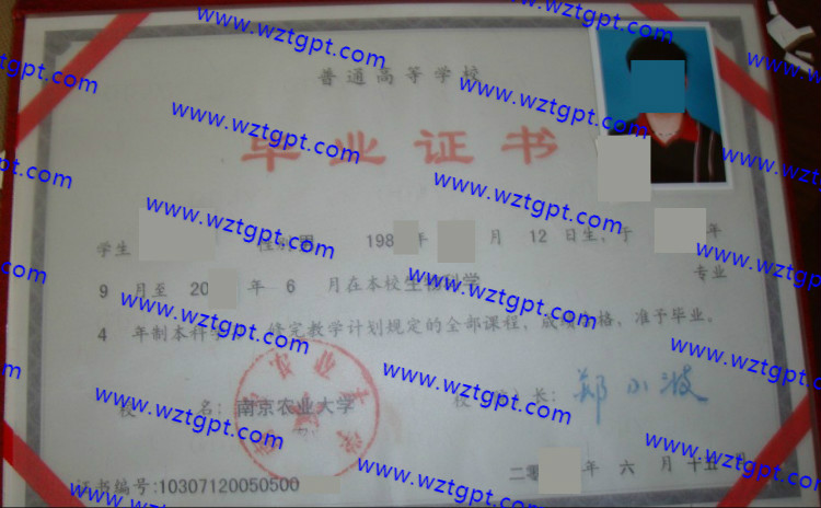 南京农业大学毕业证样本