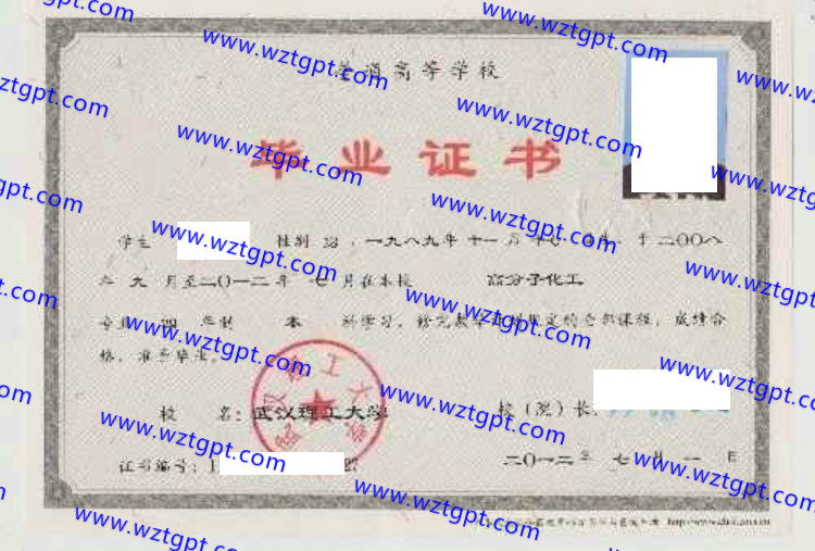 武汉理工大学毕业证样本