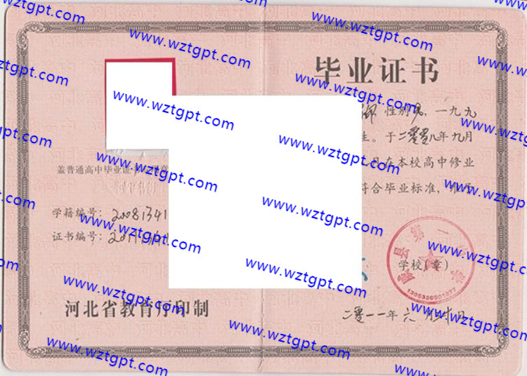威县第一中学高中毕业证样本