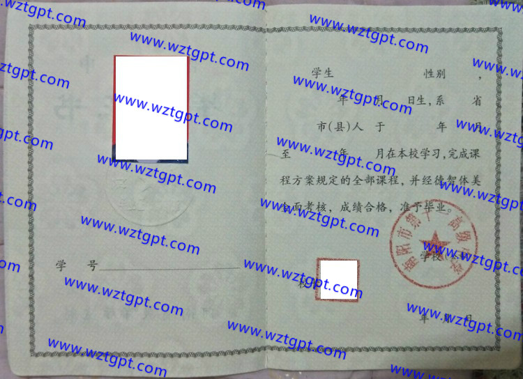 南阳市第十一高级中学高中毕业证样本