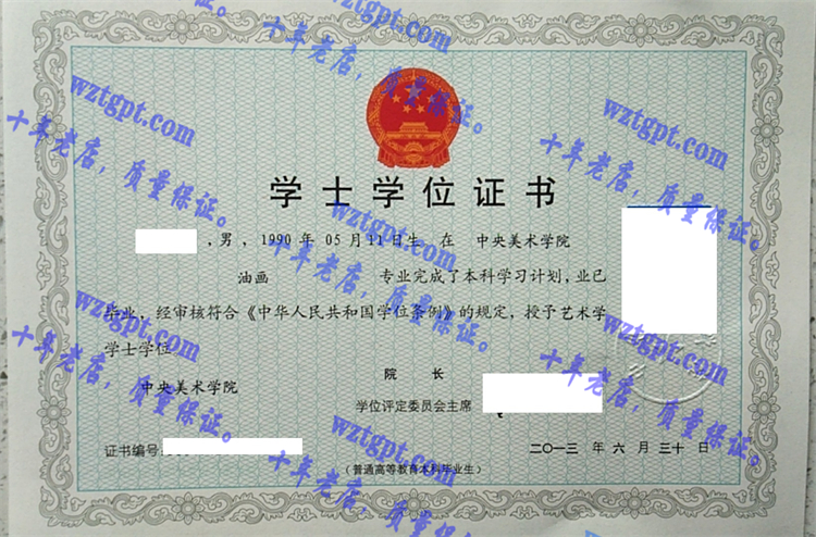 中央美术学院毕业证样本