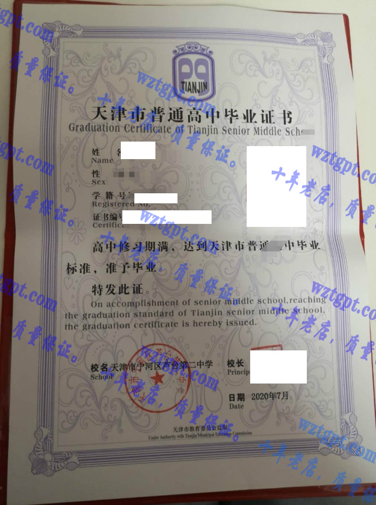 天津市宁河区芦台第二中学毕业证样本